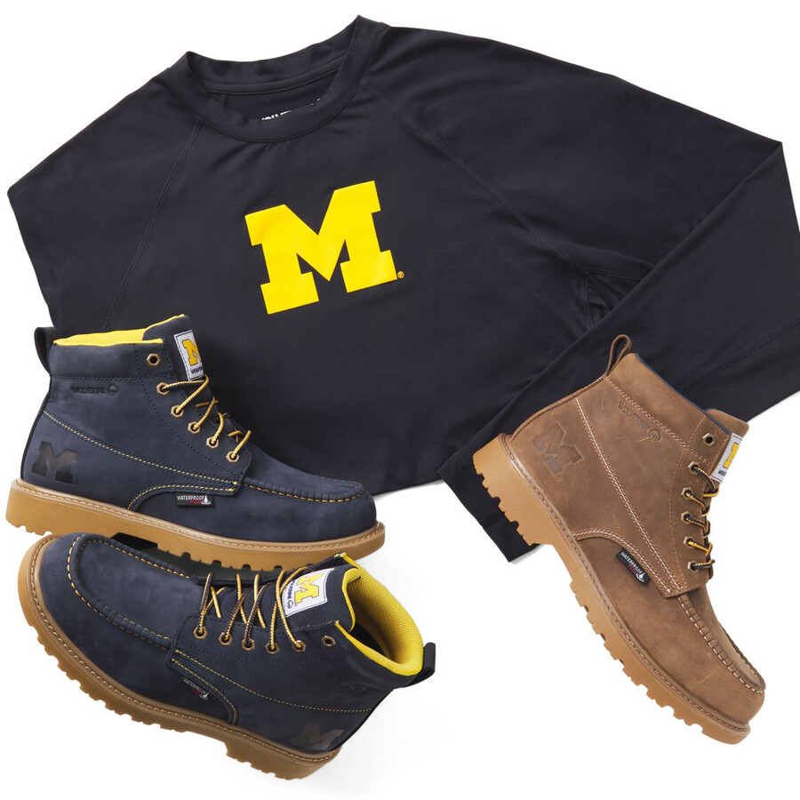 wolverine x valientes de la universidad de michigan sol-stop eco de manga larga camiseta