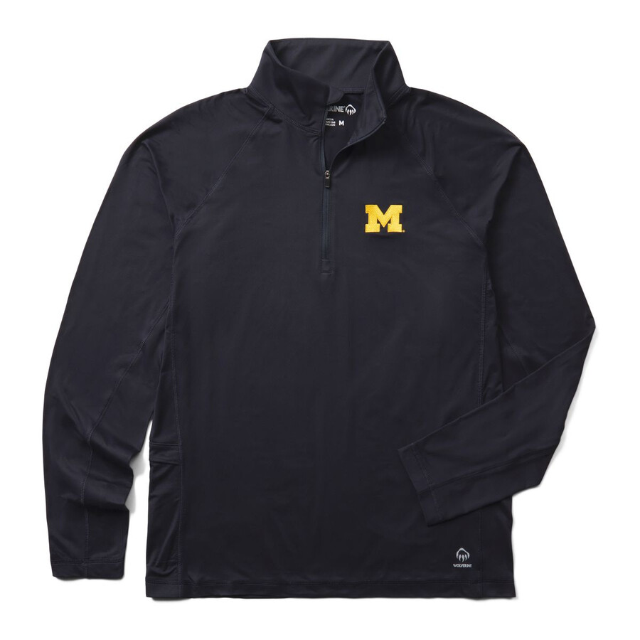 wolverine x valientes de la universidad de michigan sol-stop eco de la mitad zip