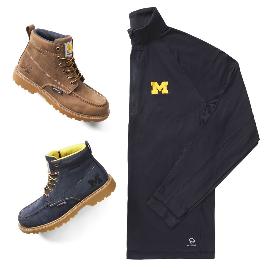 wolverine x valientes de la universidad de michigan sol-stop eco de la mitad zip